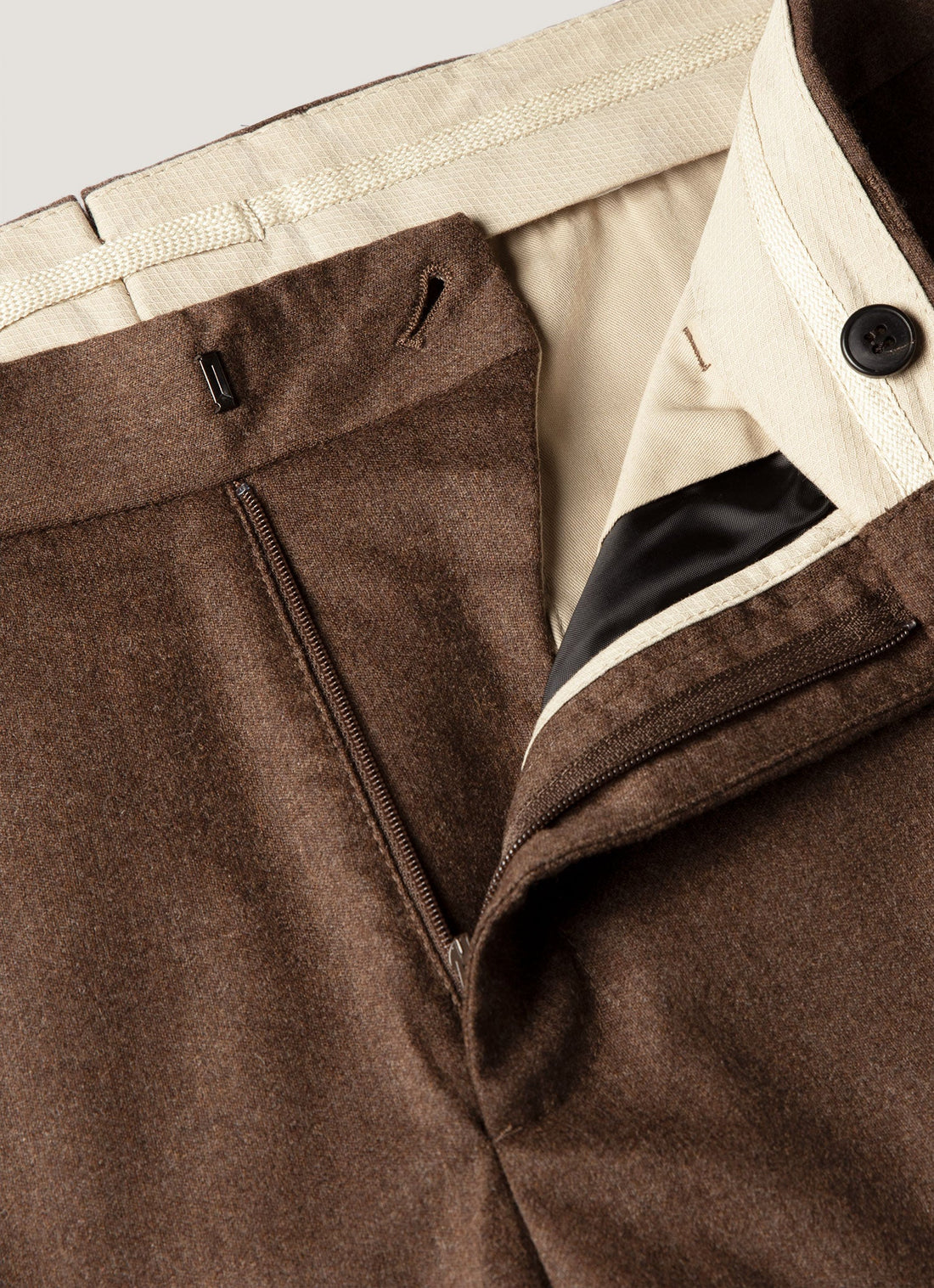 Men's Wool Cashmere Flannel Trouser in Light Brown Melange