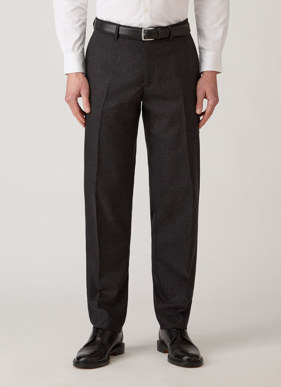 Men's Wool Cashmere Flannel Trouser in Charcoal Melange