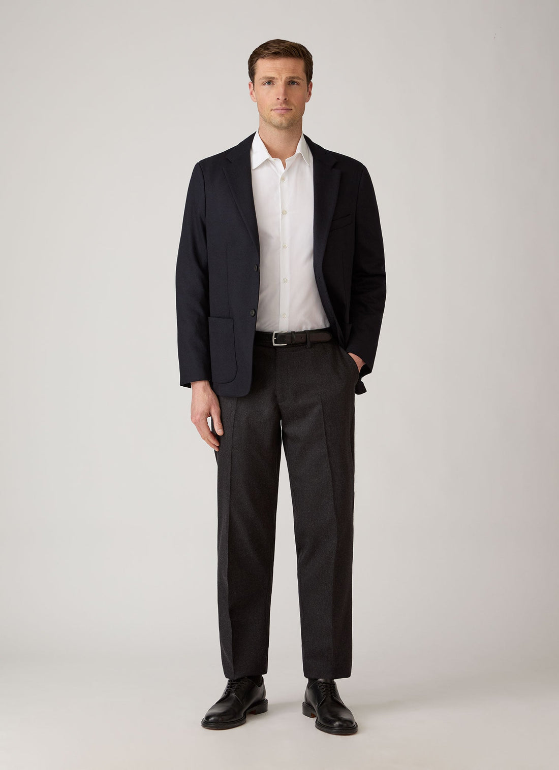Men's Wool Cashmere Flannel Trouser in Charcoal Melange