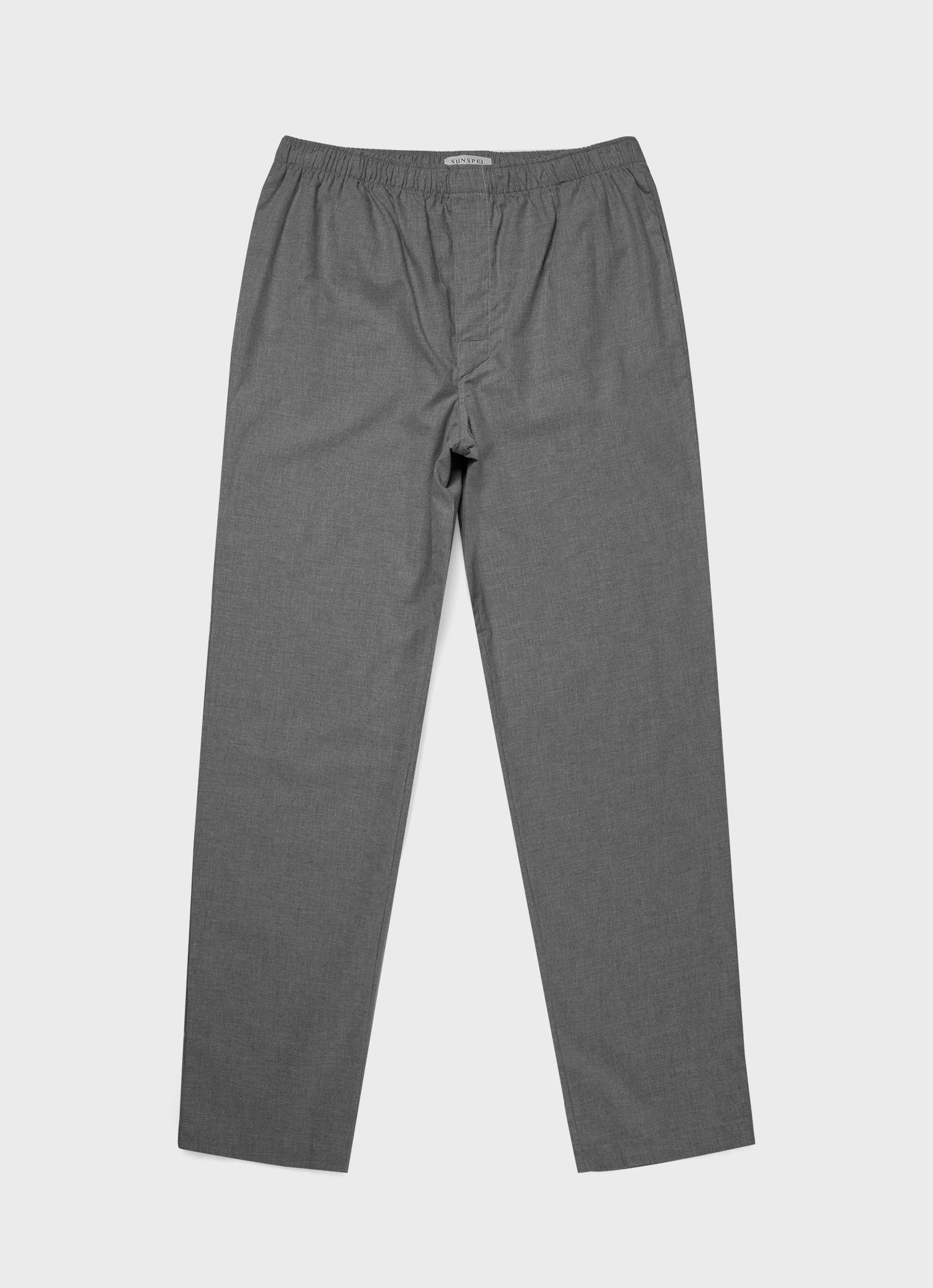 Men s Cotton Flannel Pyjama Trouser in Mid Grey Melange Sunspel