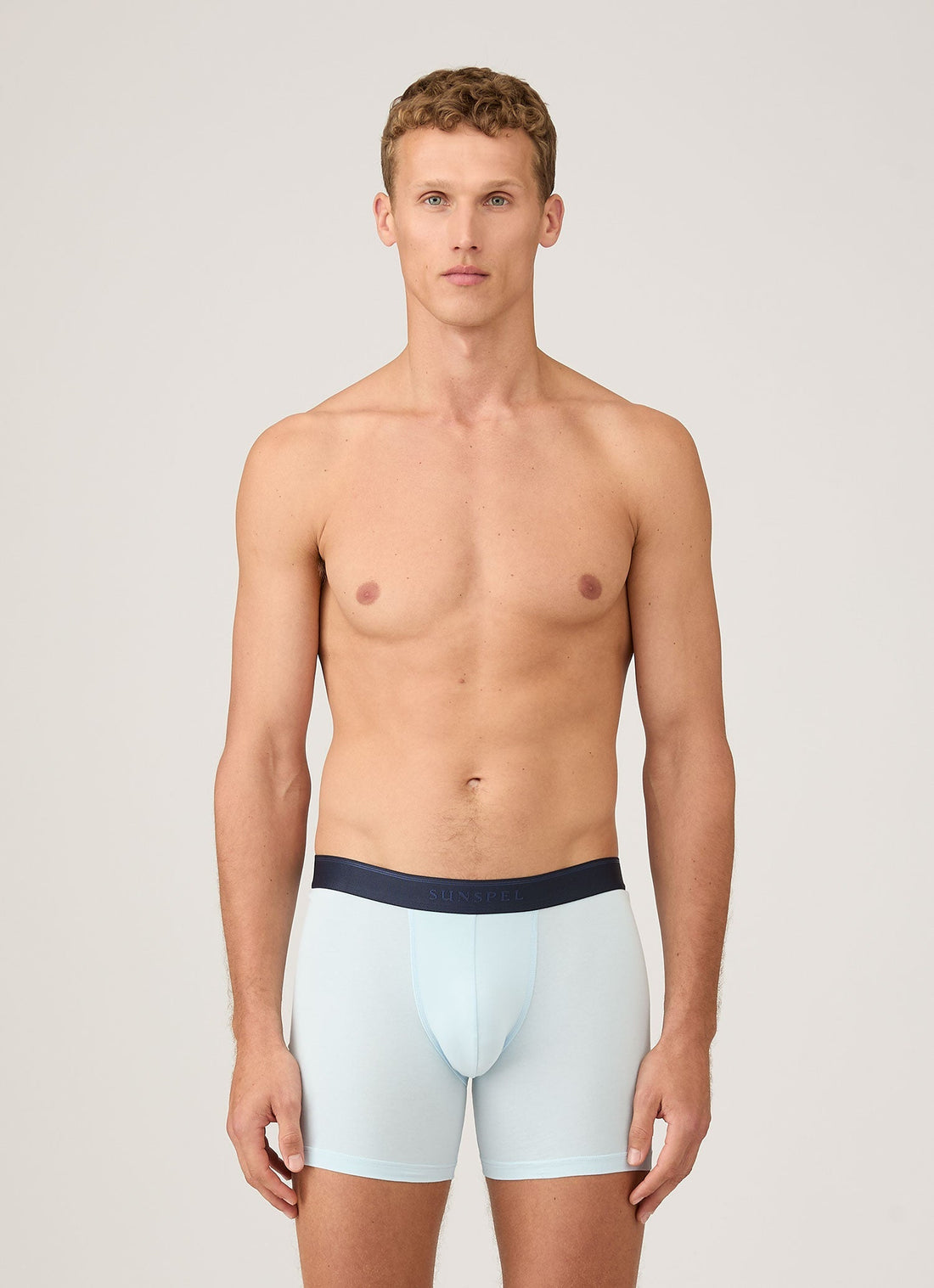Men's Supima Cotton Stretch Boxer Briefs in Light Blue