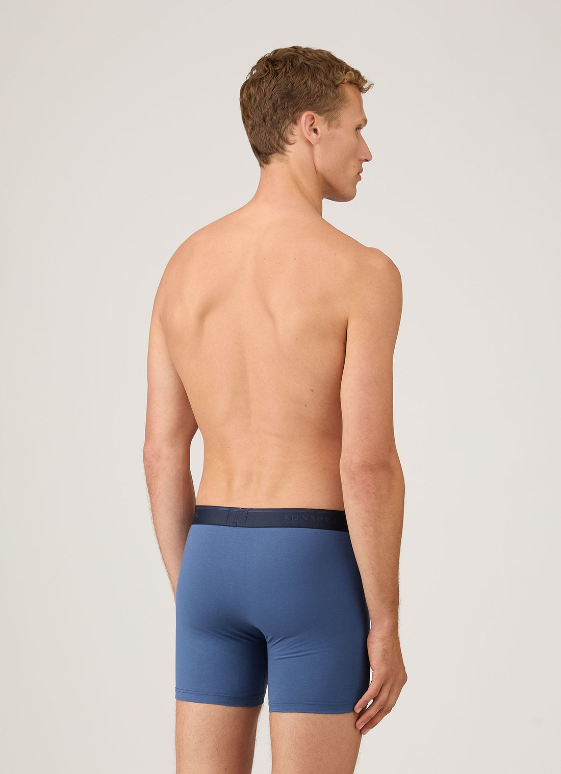 Men's Supima Cotton Stretch Boxer Briefs in Atlantic Blue