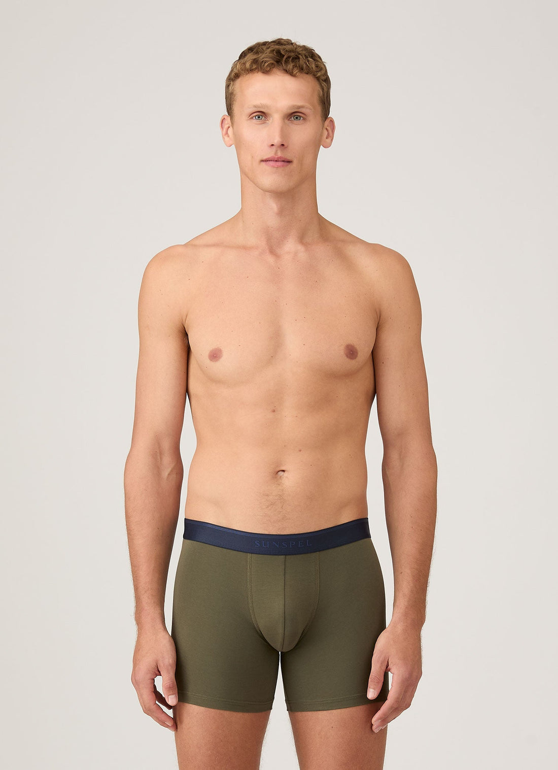 Men's Supima Cotton Stretch Boxer Briefs in Khaki