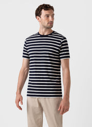 Men's Classic T-shirt in Navy/Ecru Breton Stripe