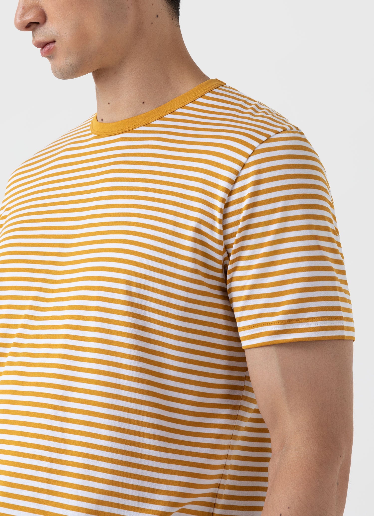Men's Classic T-shirt in White/Cider English Stripe