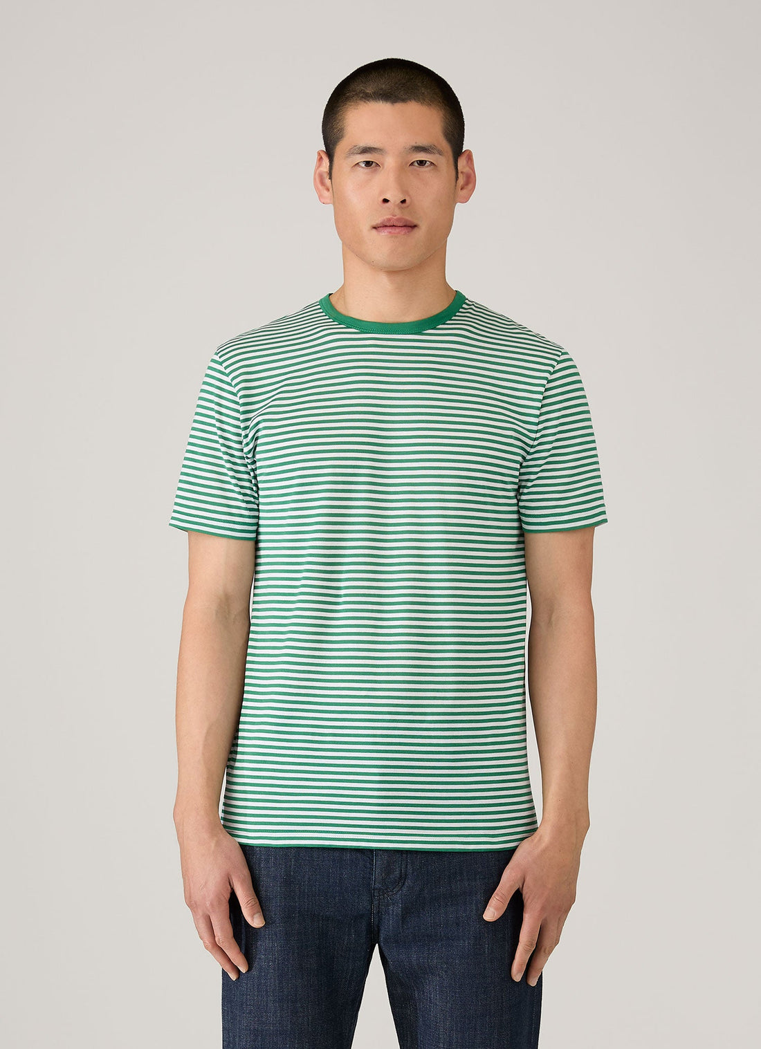 Men's Classic T-shirt in White/Bright Green English Stripe