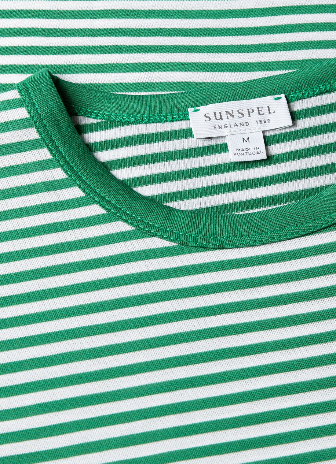 Men's Classic T-shirt in White/Bright Green English Stripe