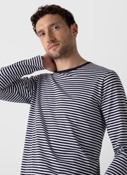 Men's Classic Long Sleeve T-shirt in Navy/White English Stripe
