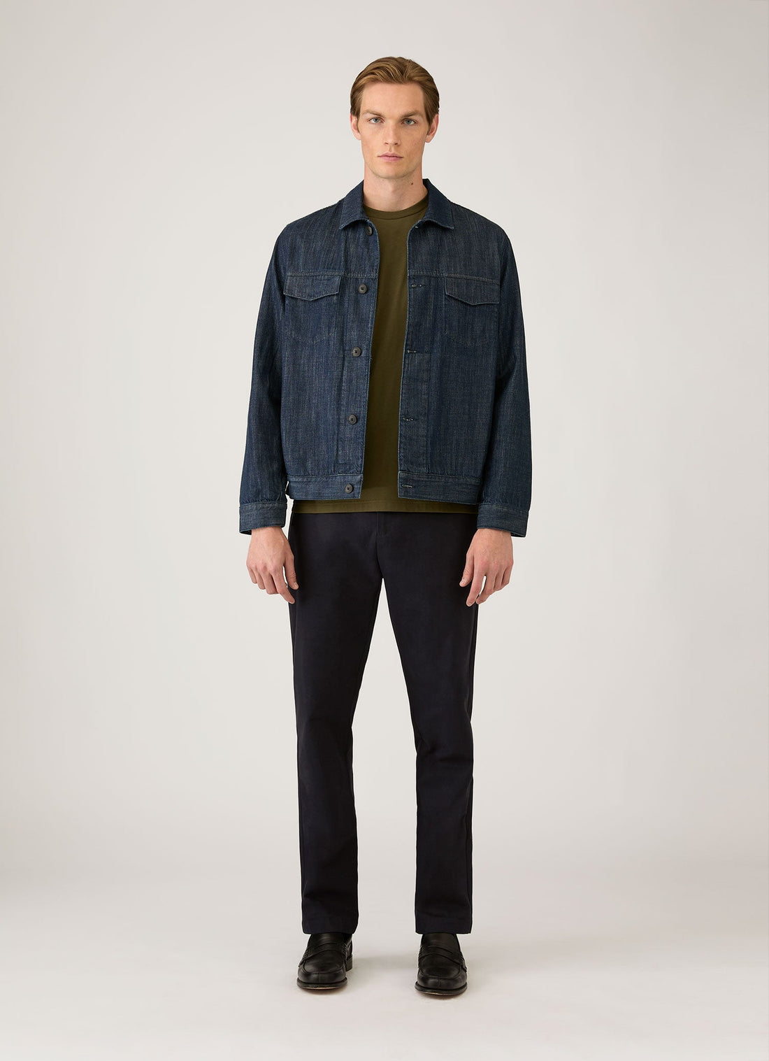 Men's Long Sleeve Riviera Midweight T‑shirt in Deep Olive