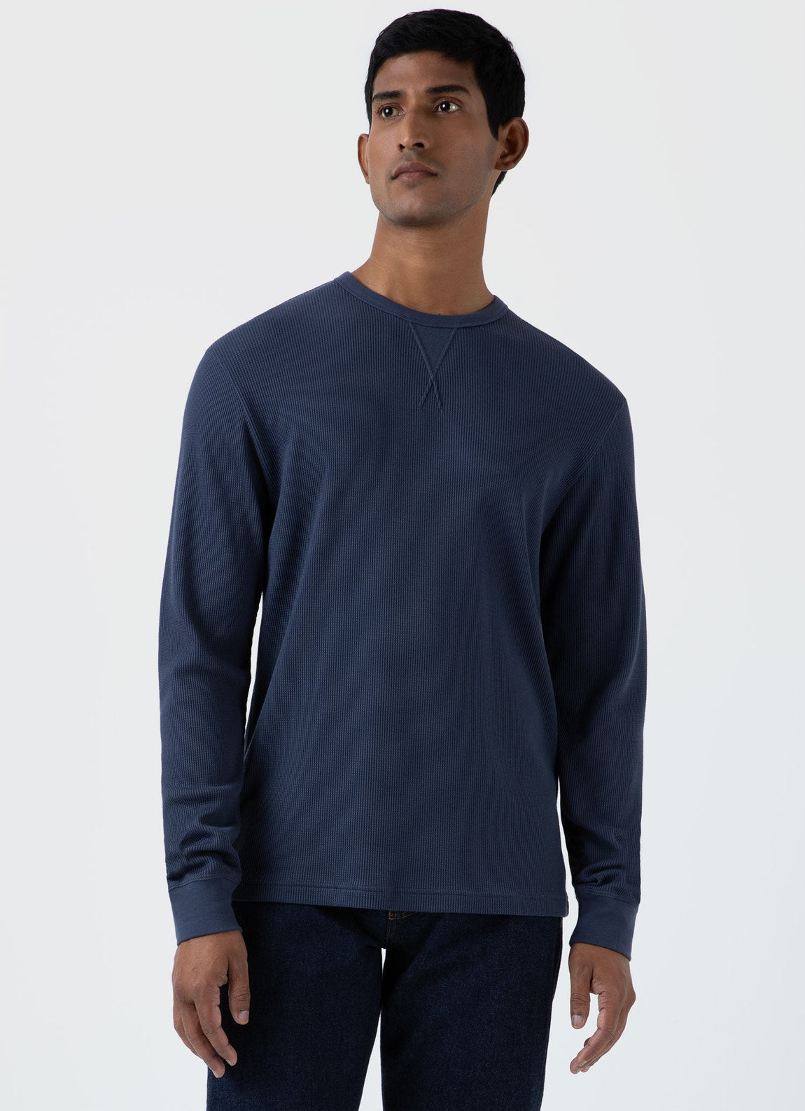 Men's Long Sleeve Waffle T-shirt in Slate Blue