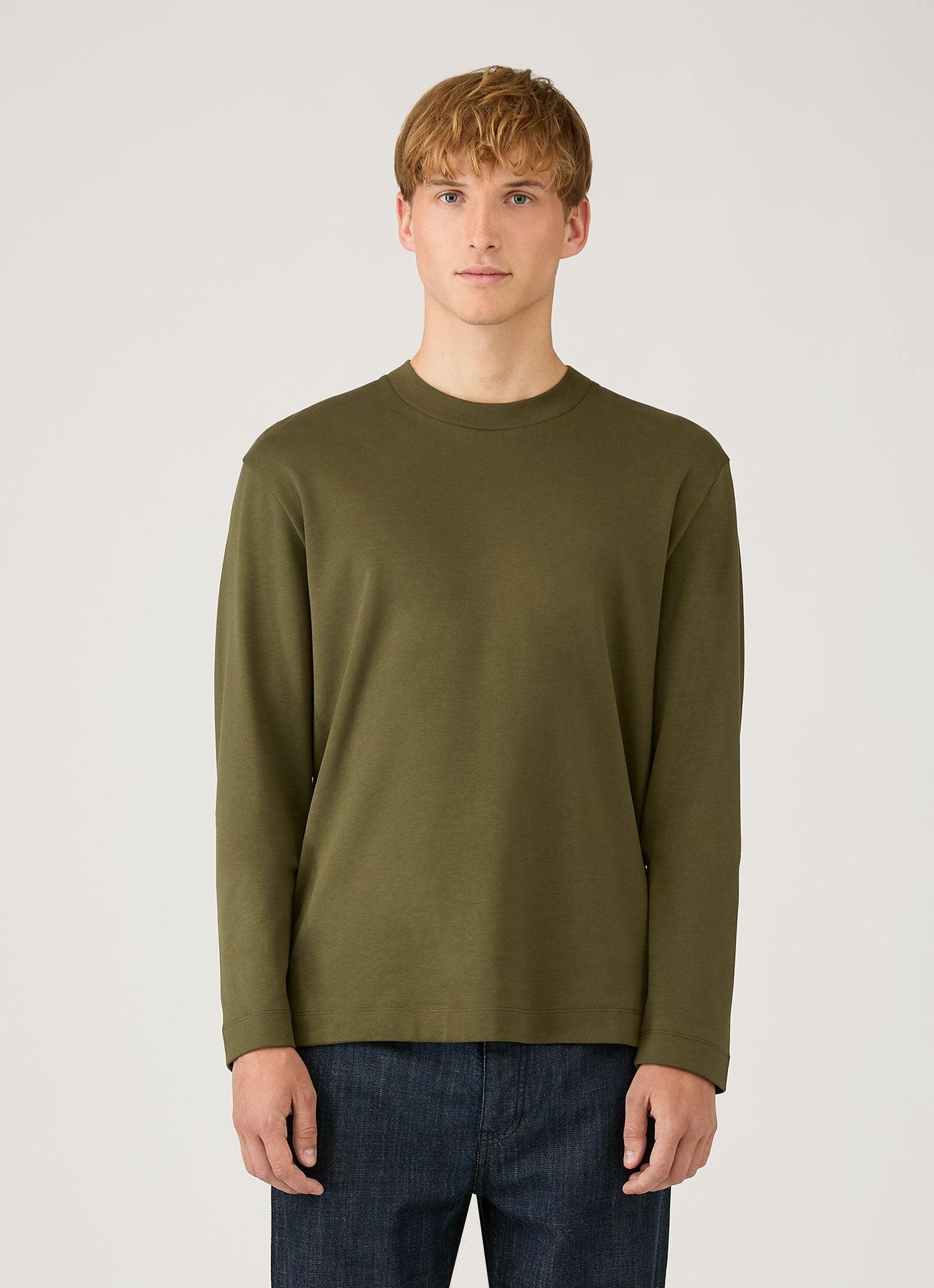 Men's Long Sleeve Heavyweight T-shirt in Deep Olive
