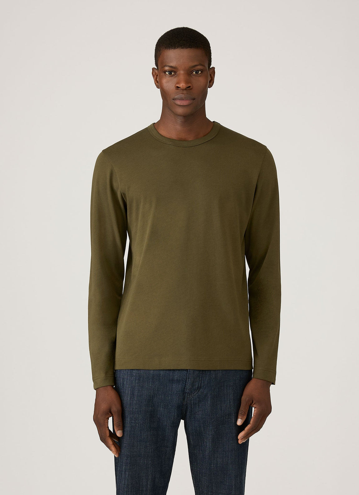 Men's Long Sleeve Heavyweight Jersey T-shirt in Deep Olive