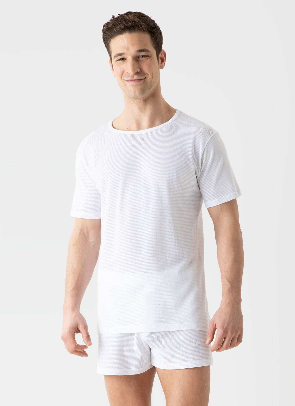 Men's Cellular Cotton Underwear T-shirt in White