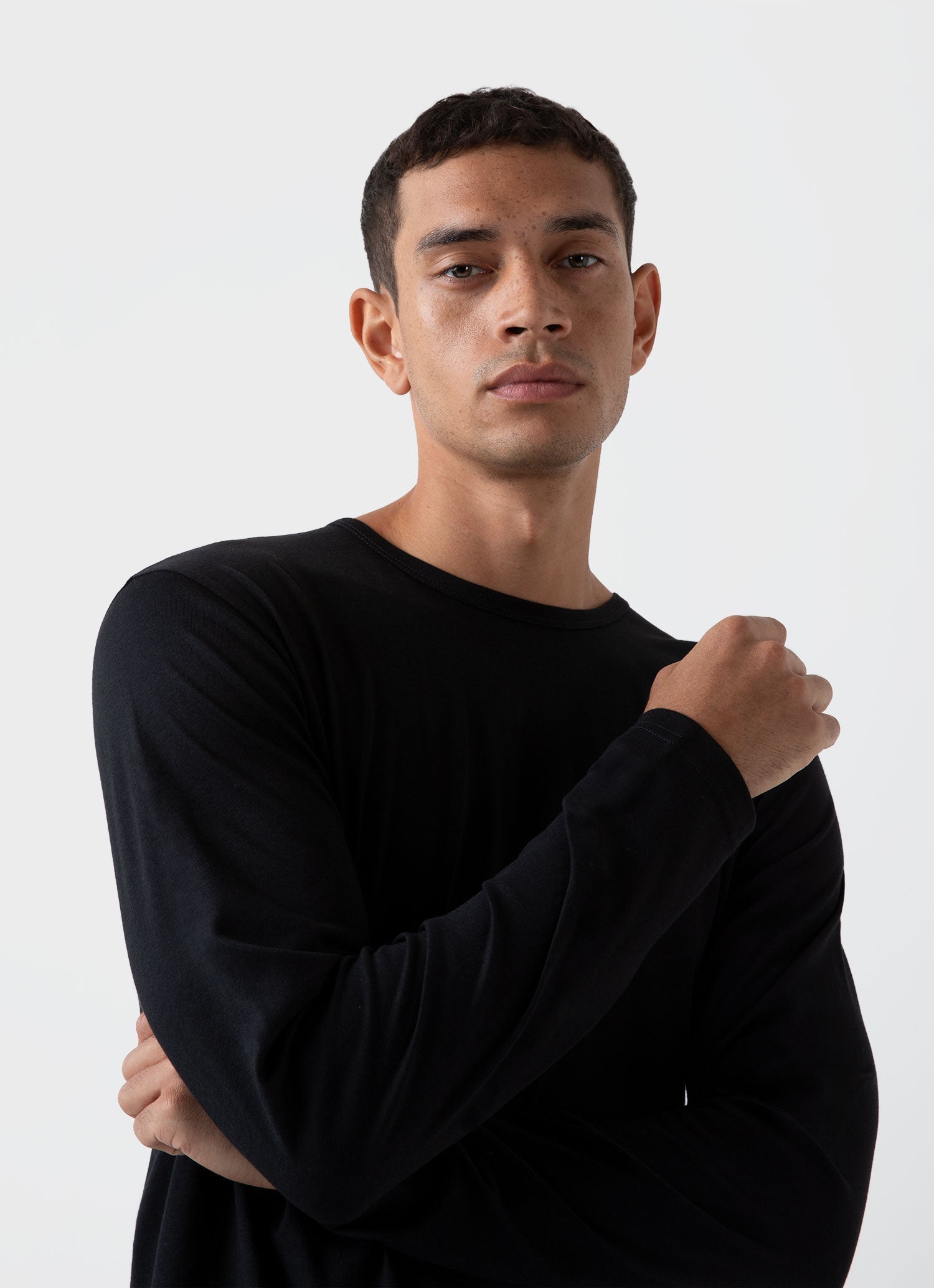 Men's Cotton Modal Lounge Long Sleeve T-shirt in Black