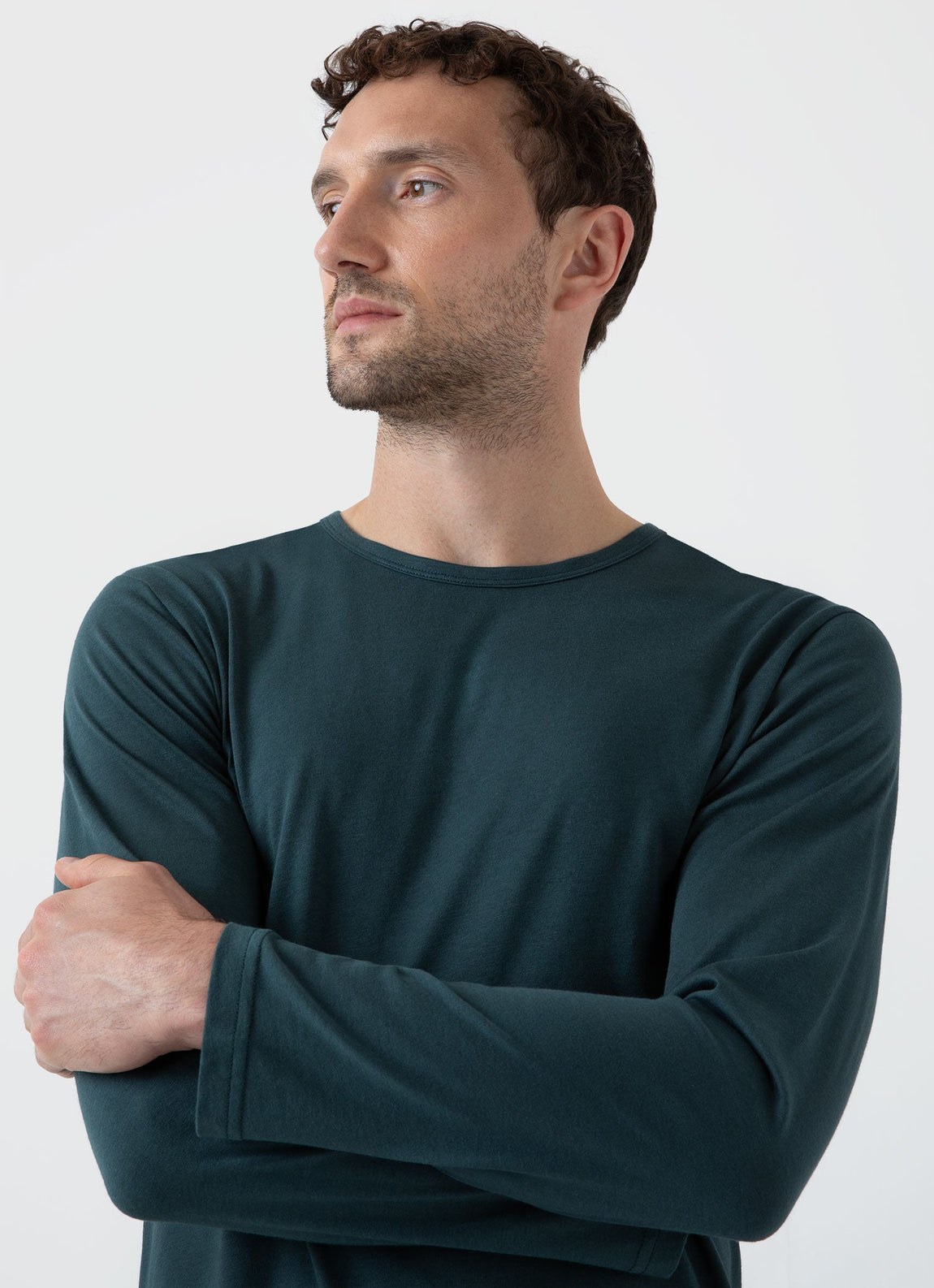 Men's Cotton Modal Lounge Long Sleeve T-shirt in Peacock