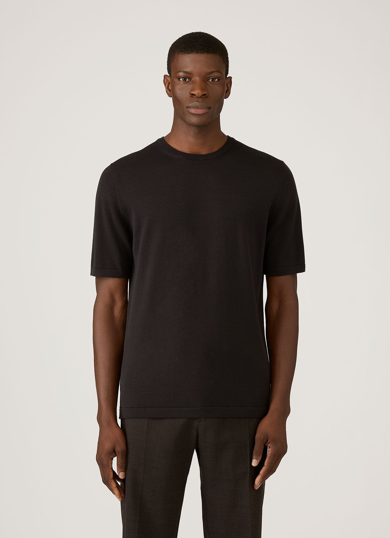 Men's Sea Island Cotton Knit T-shirt in Black