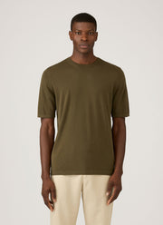 Men's Sea Island Cotton Knit T-shirt in Deep Olive