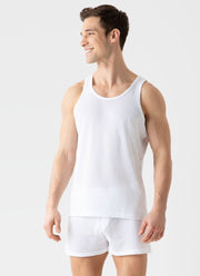 Men's Cellular Cotton Underwear Vest in White