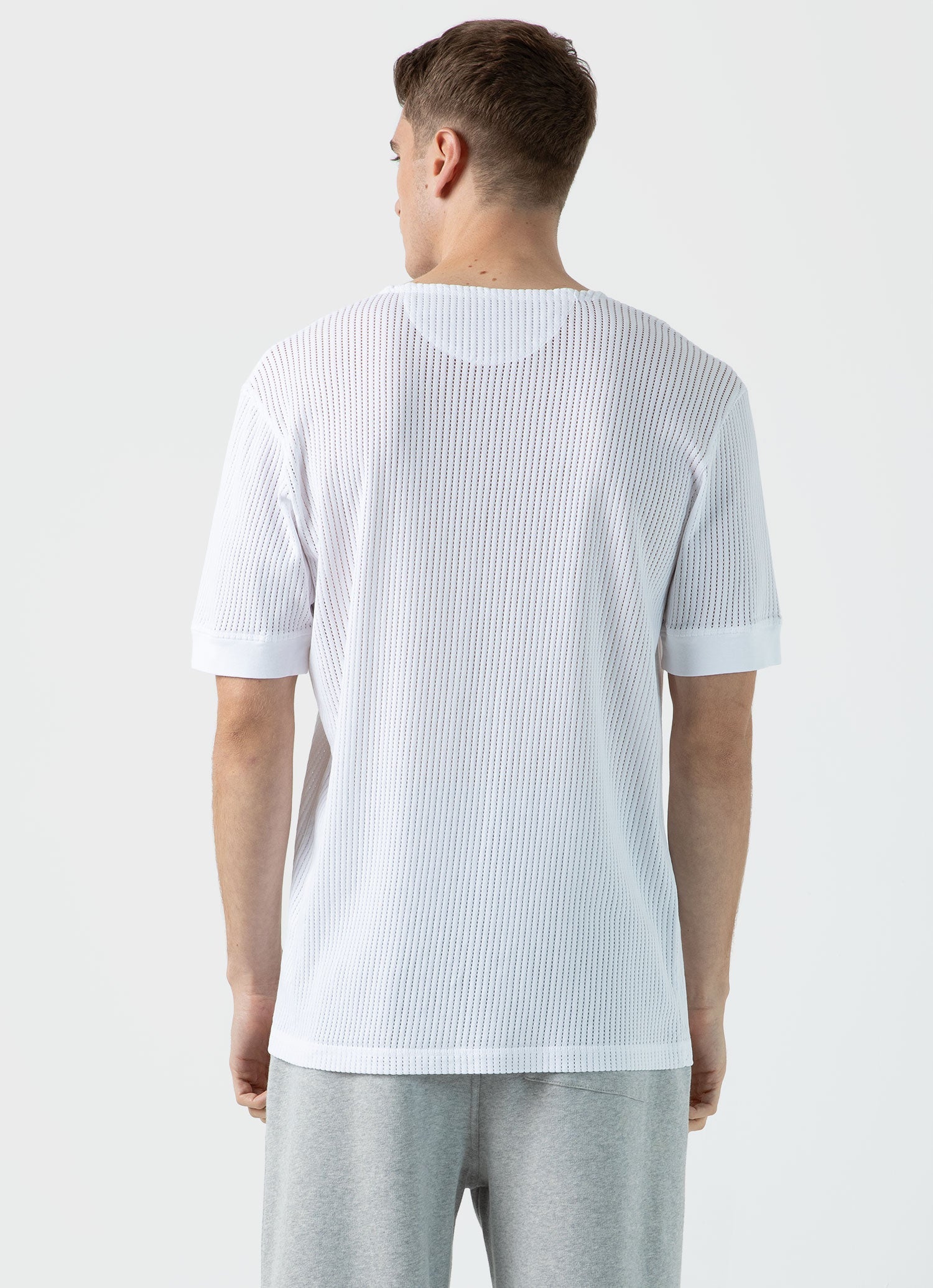 Men's Sunspel x Nigel Cabourn Mesh Henley in White