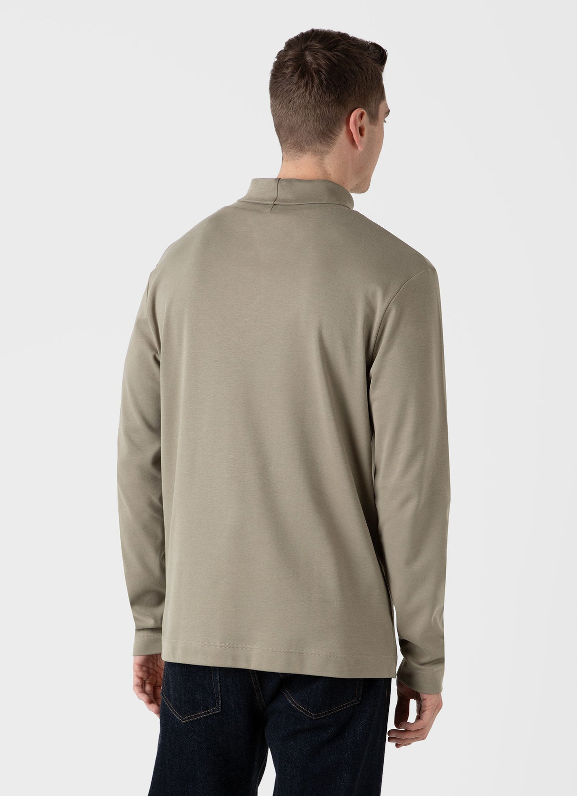 Men's Sunspel x Nigel Cabourn Carbon Brushed Roll Neck in Earth