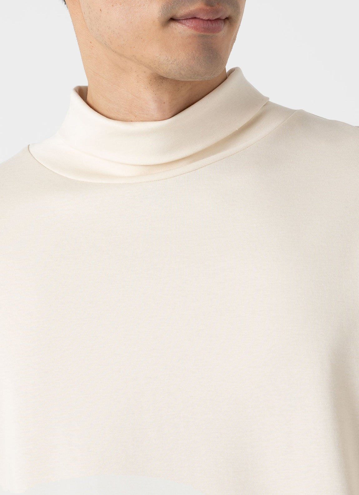 Men's Sunspel x Nigel Cabourn Carbon Brushed Roll Neck in Undyed