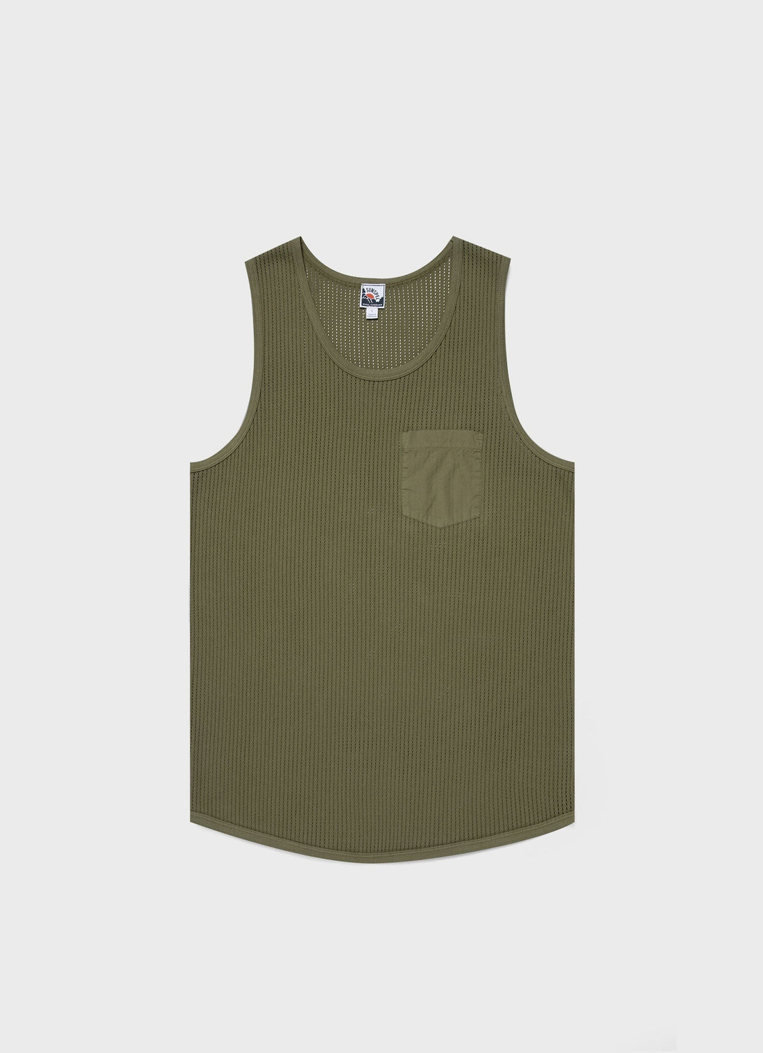 Men's Sunspel x Nigel Cabourn Mesh Vest in Army Green
