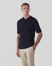 Men's Sea Island Cotton Polo Shirt in Light Navy