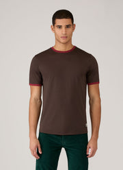 Men's Sunspel x Paul Weller Ringer T-shirt in Dark Brown