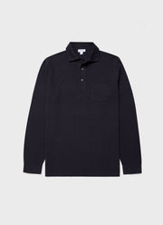 Men's WM Brown Long Sleeve Polo Shirt in Navy