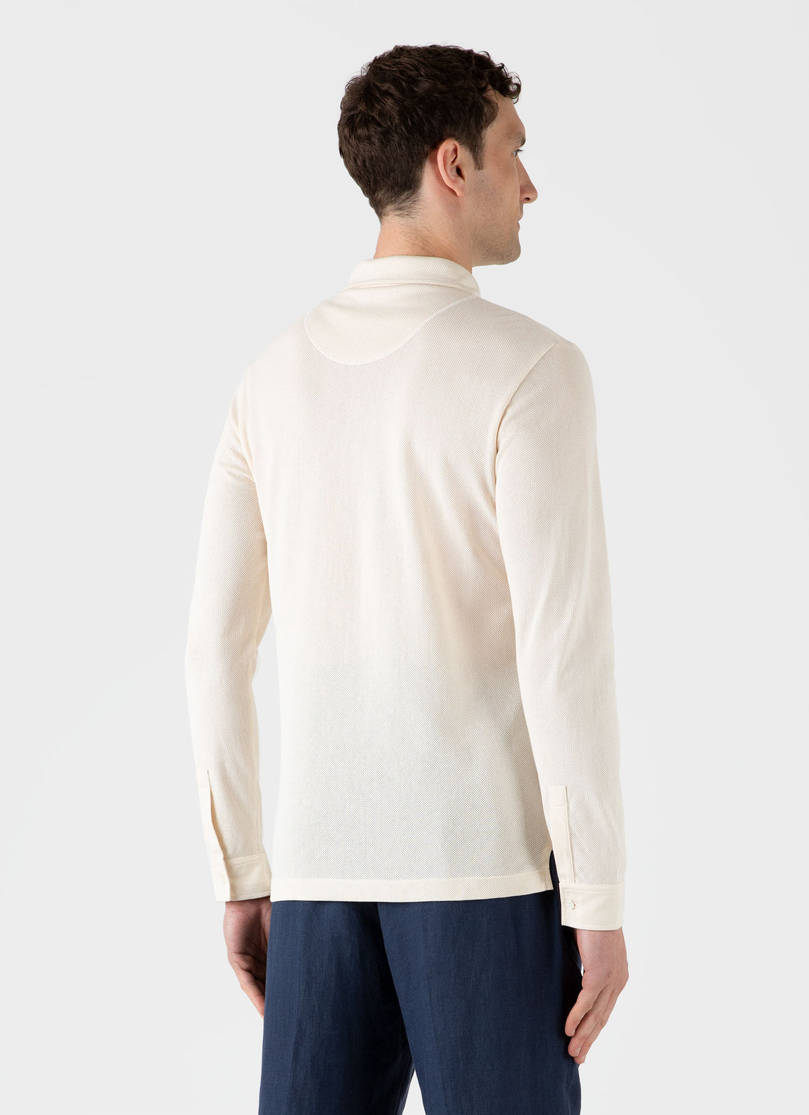 Men's WM Brown Long Sleeve Polo Shirt in Undyed