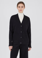 Women's Boxy Merino Cardigan in Black