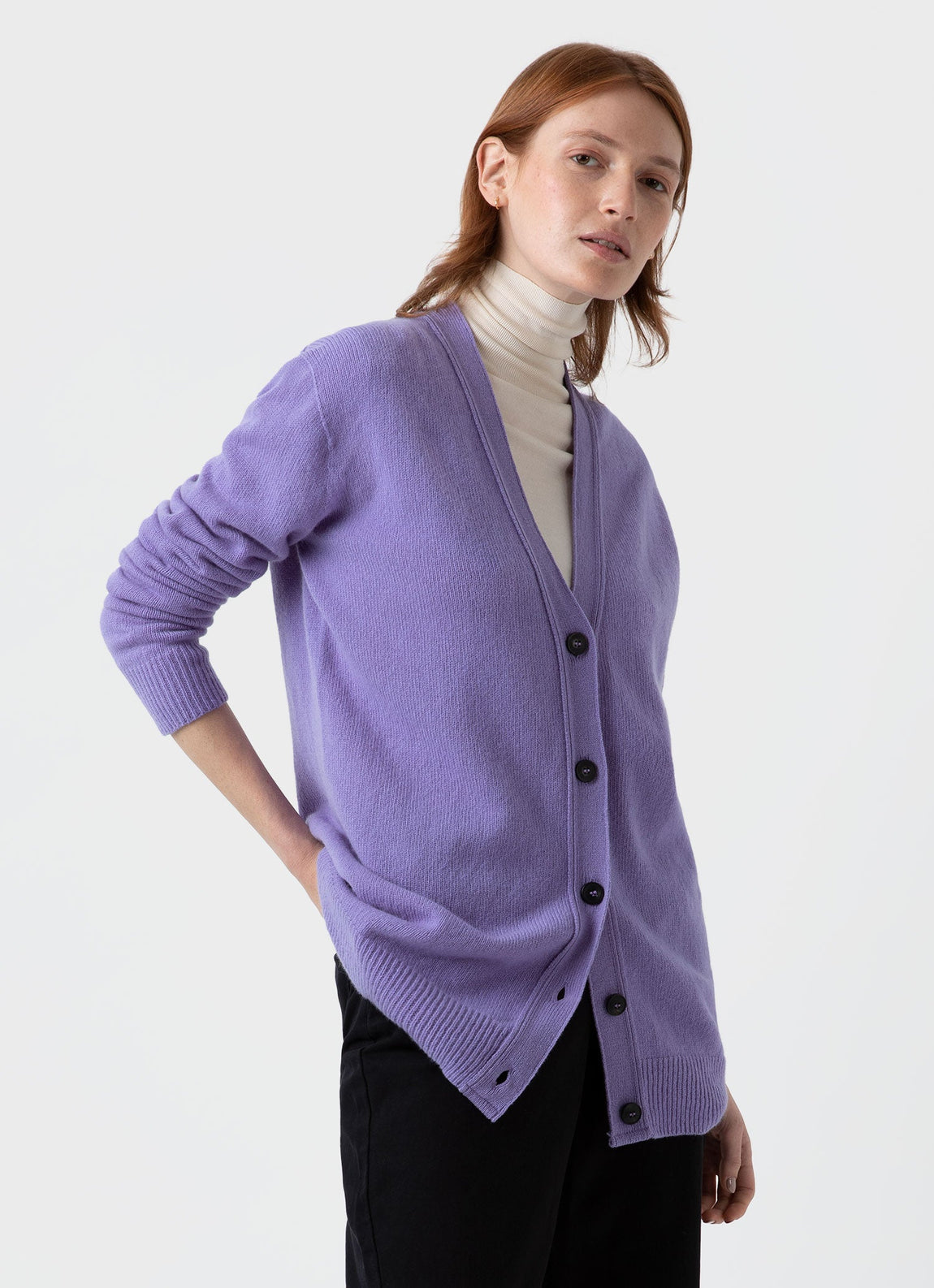 Women's Lambswool Cardigan in Heather