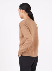 Women's Cashmere Boxy Cardigan in Camel
