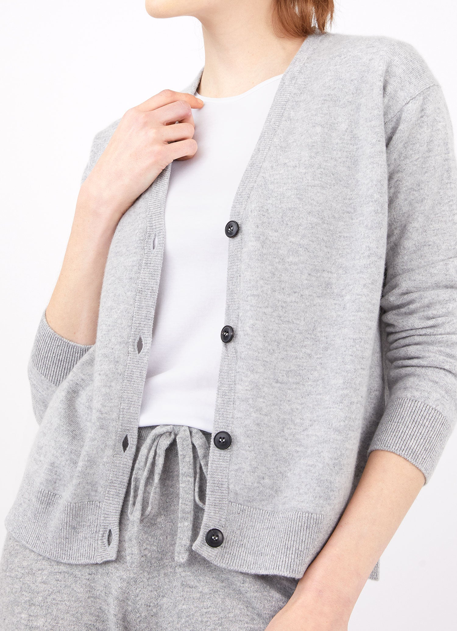 Women's Cashmere Boxy Cardigan in Grey Melange