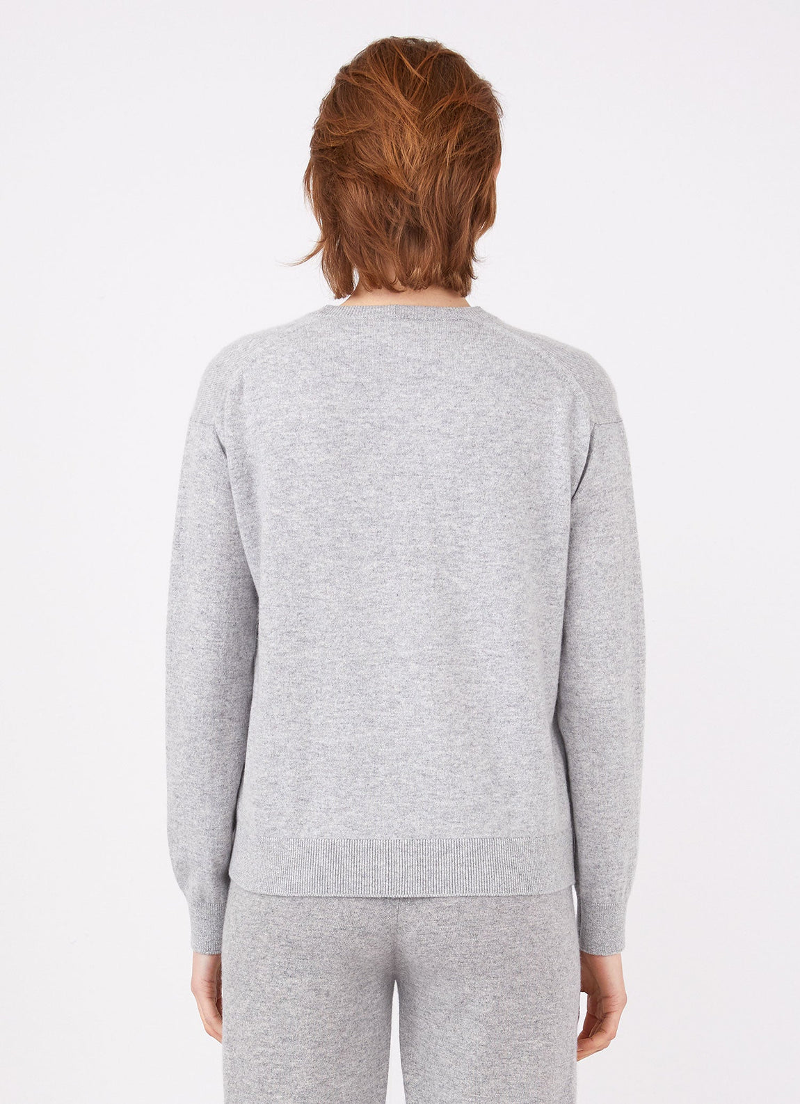 Women's Cashmere Boxy Cardigan in Grey Melange