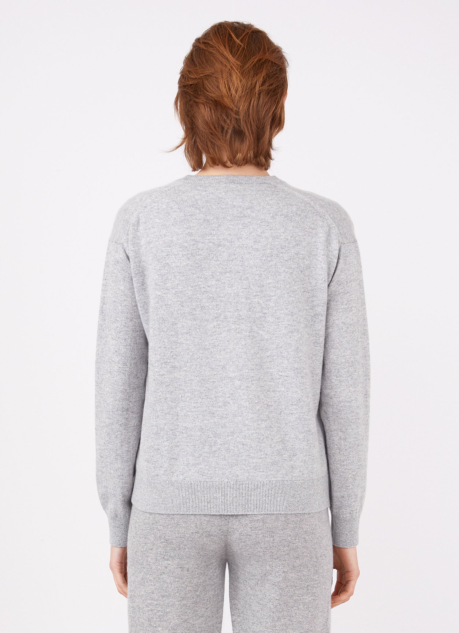 Women's Cashmere Boxy Cardigan in Grey Melange