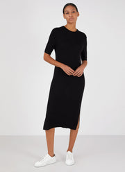 Women's Rib Crew Dress in Black