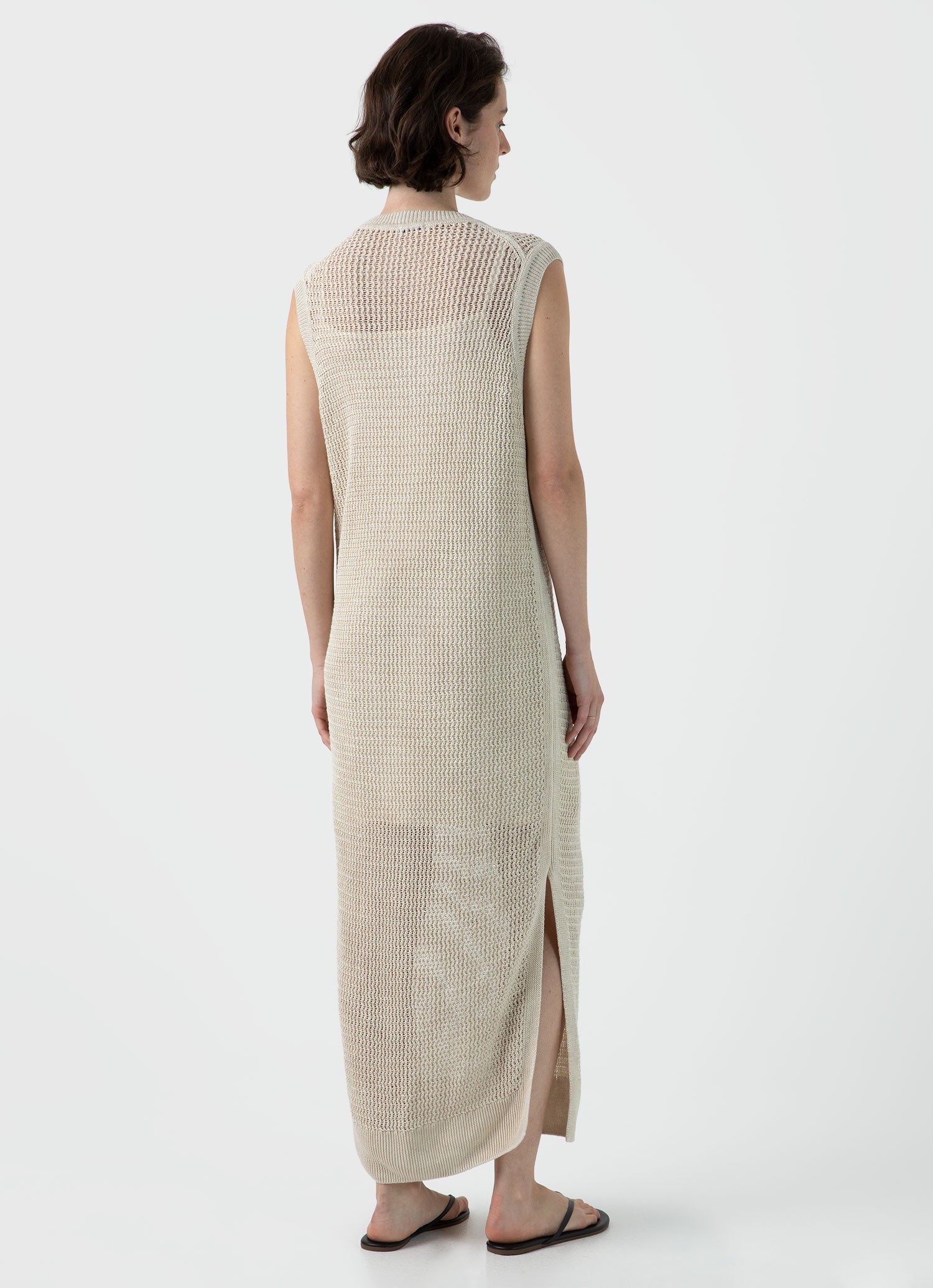 Women's Linen Mesh Dress in Ecru