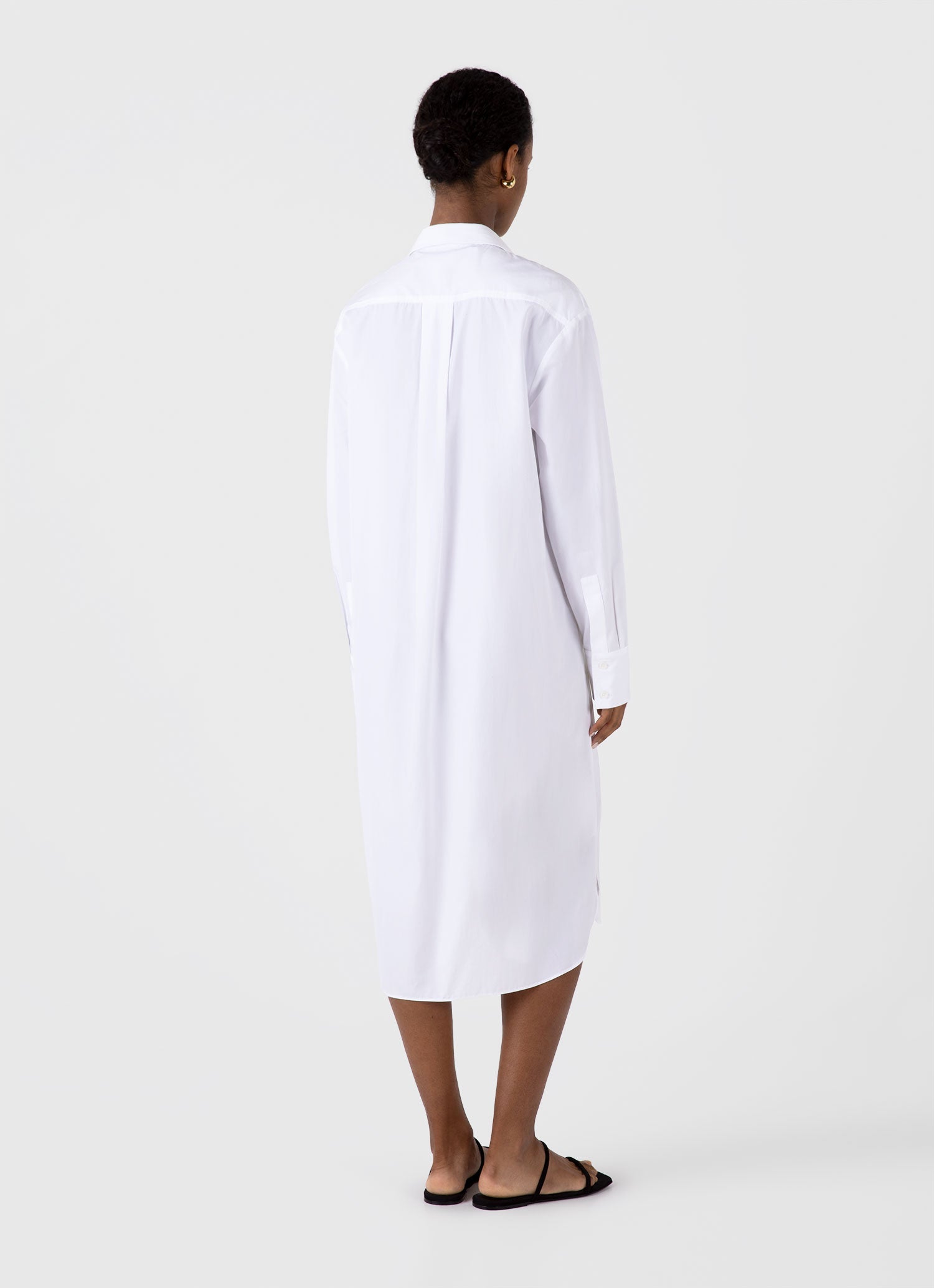 Women's Cotton Poplin Shirt Dress in White