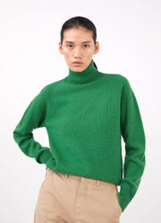 Women's Lambswool Funnel Neck Jumper in Bright Green