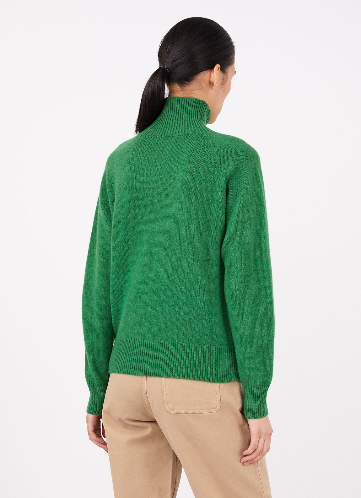 Women's Lambswool Funnel Neck Jumper in Bright Green