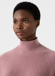 Women's Lambswool Funnel Neck Jumper in Vintage Pink