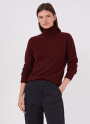 Women's Lambswool Funnel Neck Jumper in Port