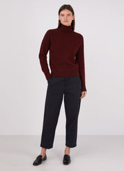 Women's Lambswool Funnel Neck Jumper in Port