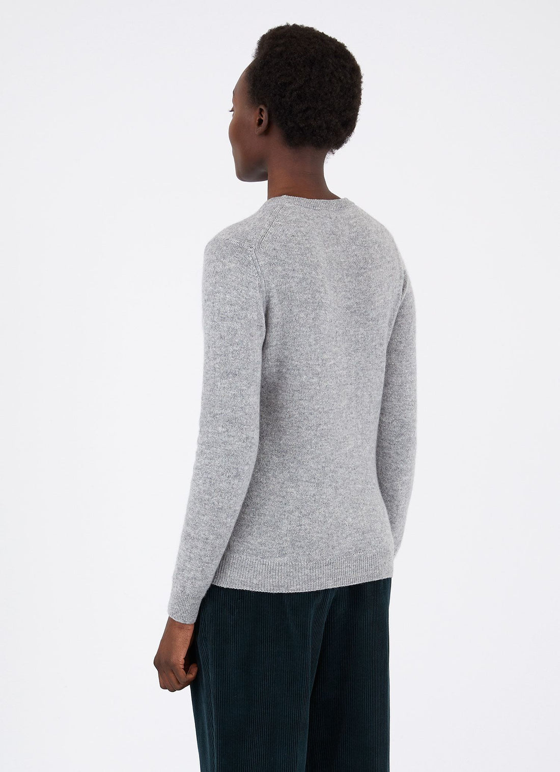 Women's Cashmere Crew Neck Jumper in Grey Melange