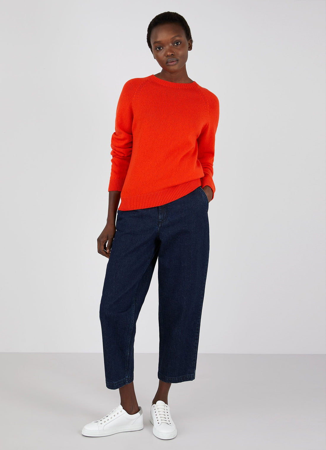 Women's Lambswool Crew Neck Jumper in Flame