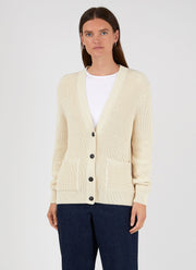 Women's Cotton Cardigan in Ecru