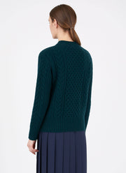 Women's Cable Knit Jumper in Forest