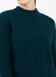 Women's Cable Knit Jumper in Forest