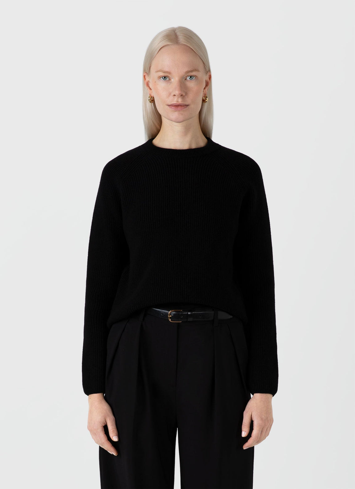 Women's Wool Cashmere Rib Jumper in Black